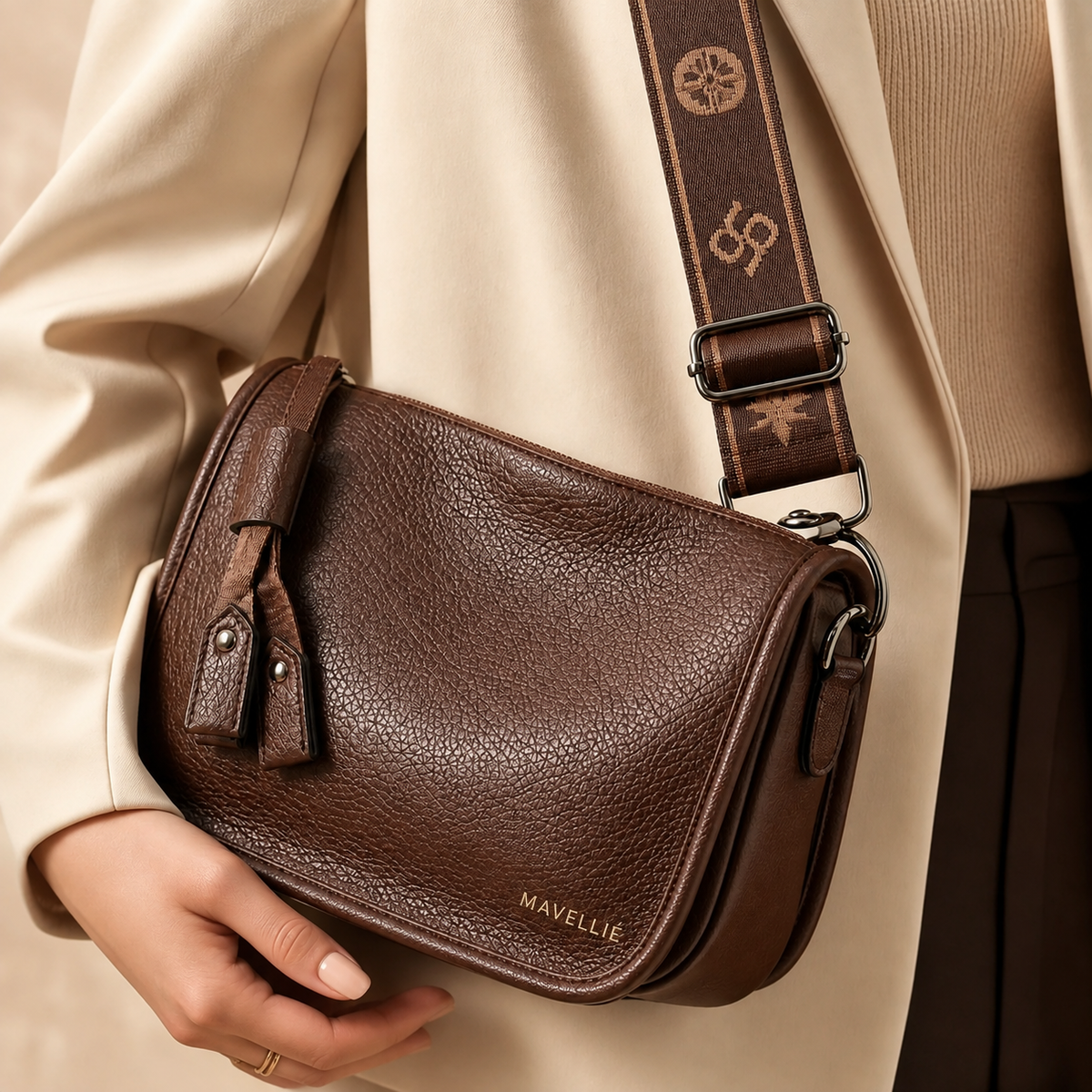 Bolsa Transversal Feminina Mavellié Milano Heritage em Couro