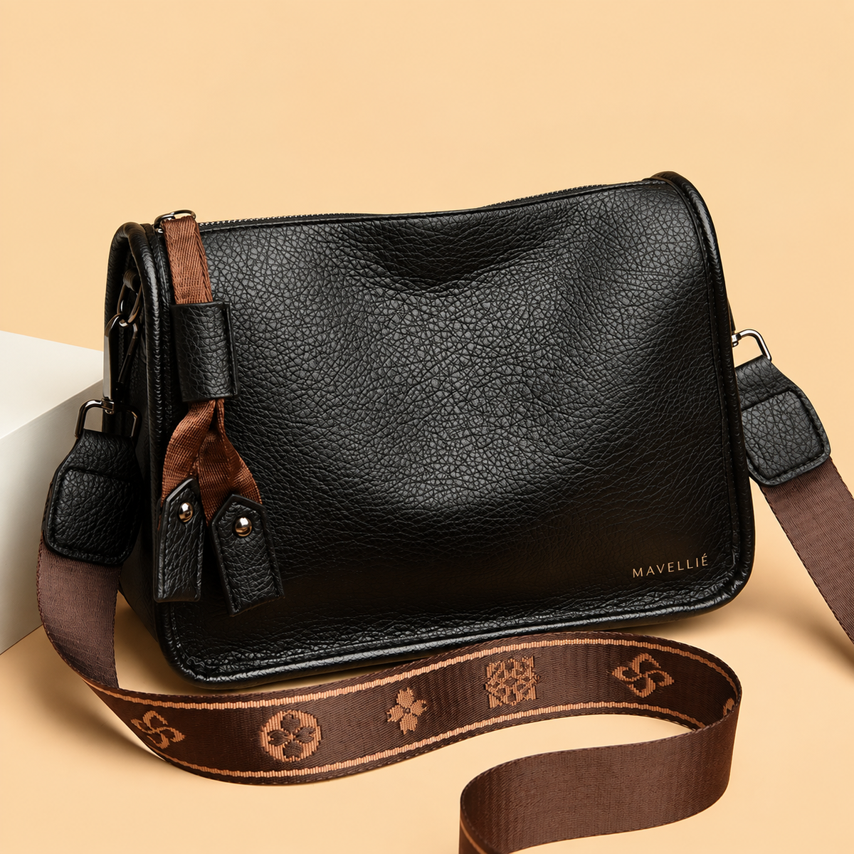 Bolsa Transversal Feminina Mavellié Milano Heritage em Couro