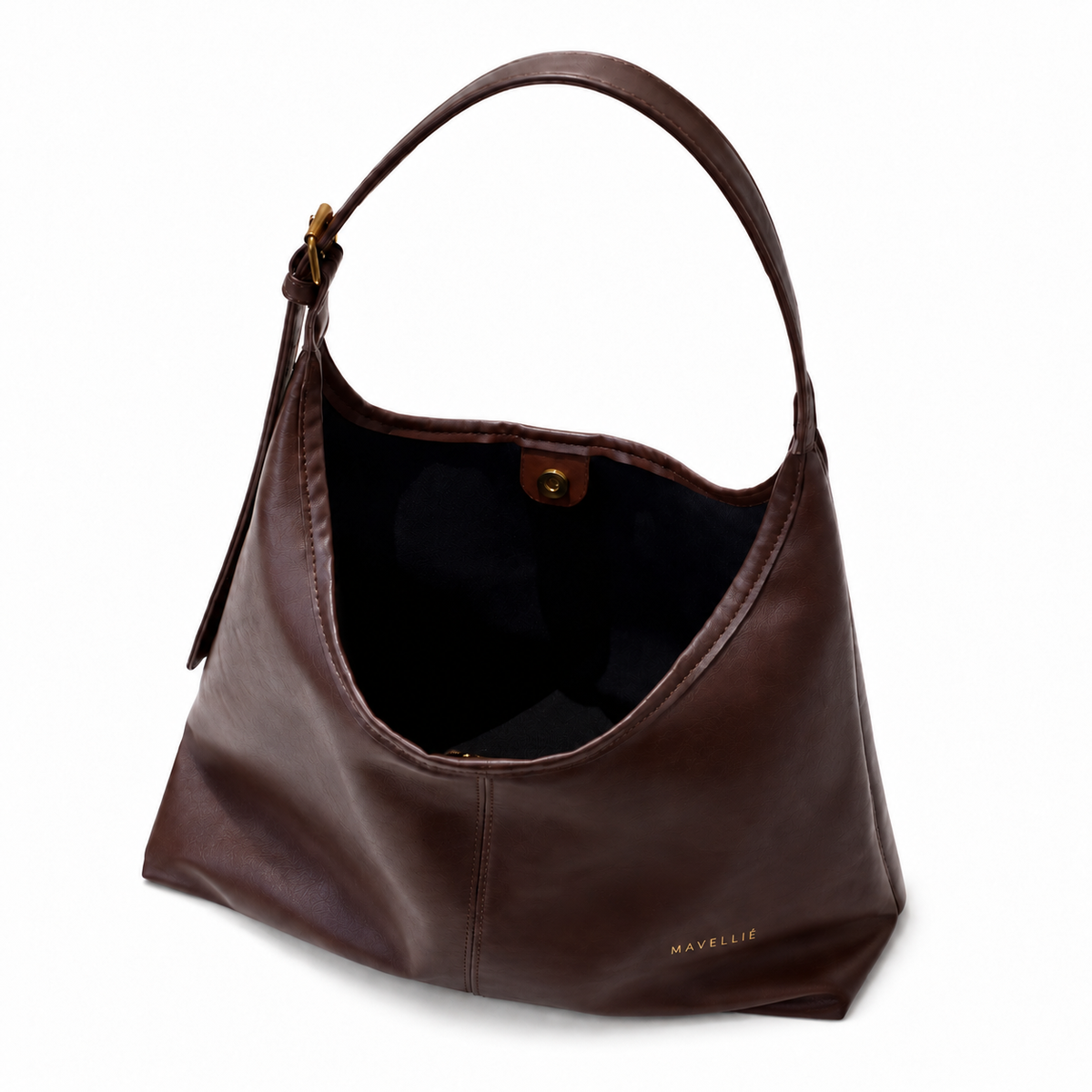 Bolsa Hobo Feminina Mavellié Ferrara Marrom com Alça de Ombro